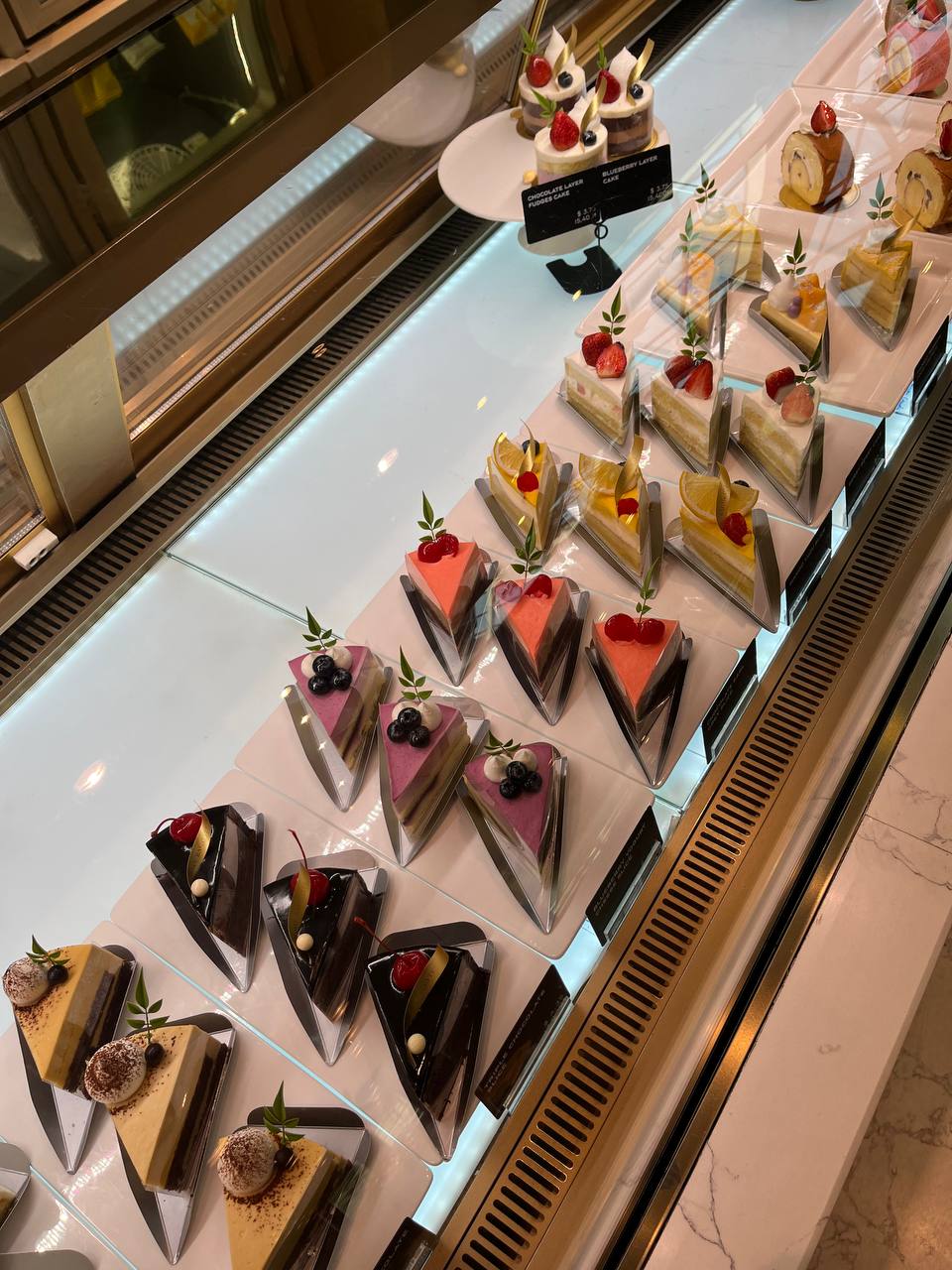 Dessert display at Paris Baguette